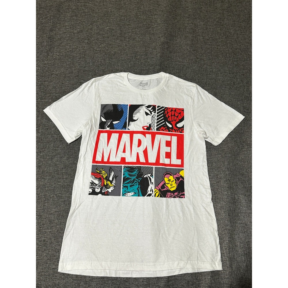 Marvel Men's Small T Shirt Comic Panel Graphic White Cotton Short Sleeve